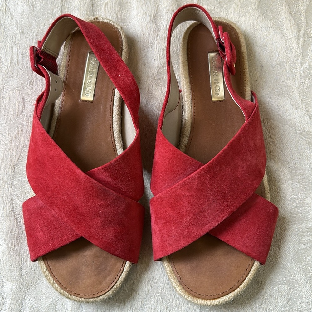 LOUISE ET CIE ISAMARI RED FLAT‎  ESPADRILLE SUEDE SANDAL